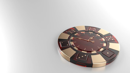Gambling Time - Casino Chip With Clock Arrows - 3D Illustration 