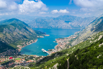 Fototapeta na wymiar Spectacular Kotor bay adriatic sea panorama in Lovcen national park, Montenegro