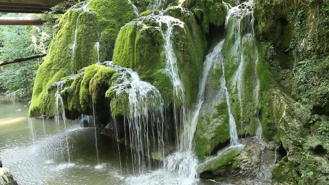 Footage of Bigar waterfall in Romania. A beautiful place for recreation.