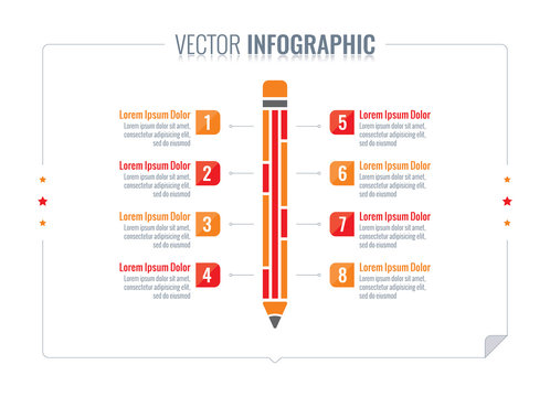 Eight Step Pencil Infographic. Pencil Infographic