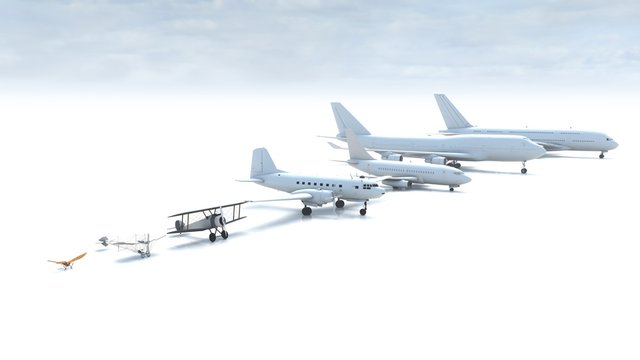 3D illustration of flight evolution