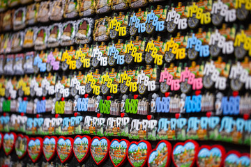 Magnets in souvenir shop