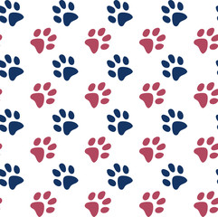 Vector seamless pattern with cat or dog,kitten or puppy footprints. Can be used for wallpaper,fabric, web page background, surface textures.