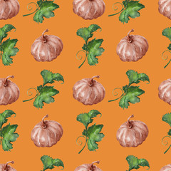 Watercolor background large pumpkin crop