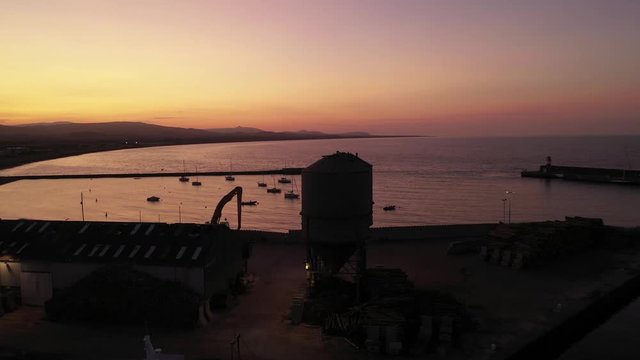 Stunning sunset over Wicklow harbour and County Wicklow