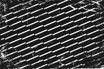 Grunge pattern with geometric stripes. Horizontal black and white backdrop.