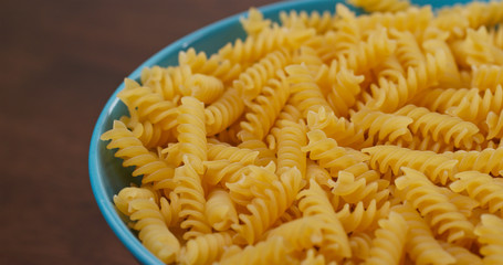Pile of fusilli on plate
