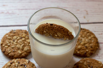 oatmeal cookies lay on the table