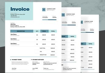 Invoice Layout with Blue Accents