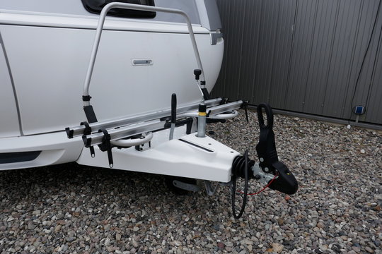 Towbar with bike carrier. Rear carrier for 2 bicycles on the caravan