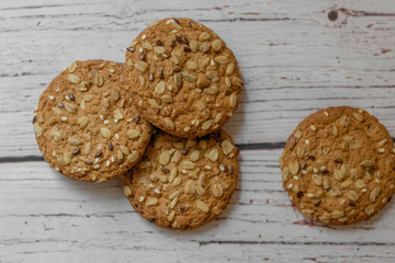 oatmeal cookies lay on the table