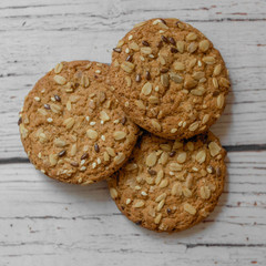 oatmeal cookies lay on the table