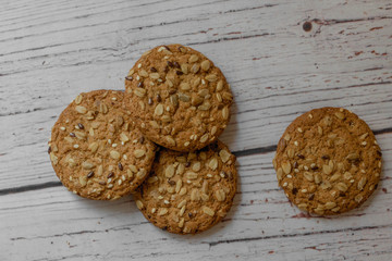 oatmeal cookies lay on the table