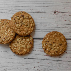 oatmeal cookies lay on the table