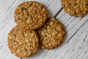 oatmeal cookies lay on the table