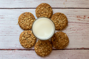 oatmeal cookies lay on the table