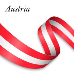 Waving ribbon or banner with flag