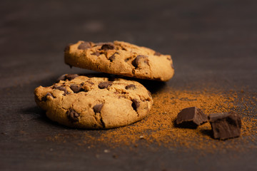 Chocolate chip cookies on a table