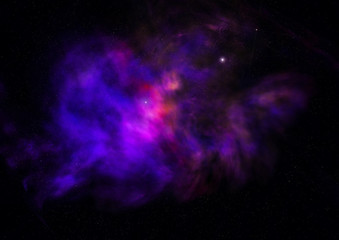 Star field in space and a nebulae. 3D rendering