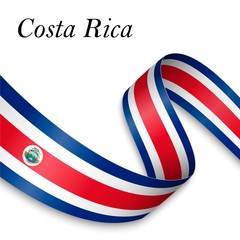 Waving ribbon or banner with flag