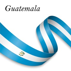 Waving ribbon or banner with flag
