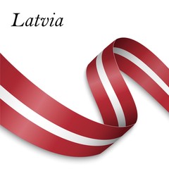 Fototapeta premium Waving ribbon or banner with flag
