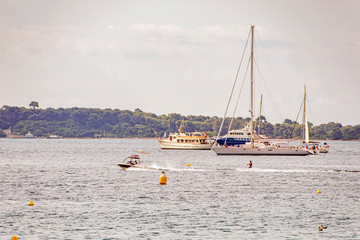 Obraz premium Sea bay marina with yachts and boats in Cannes