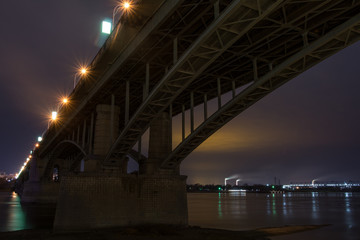 The bridge in the Night Novosibirsk.