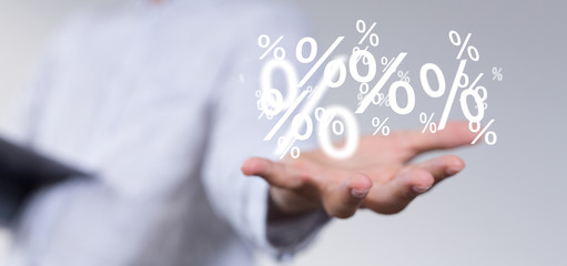 Fototapeta premium sale digital percent in hand