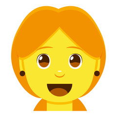 Vector cute kawaii woman emoji colorful isolated