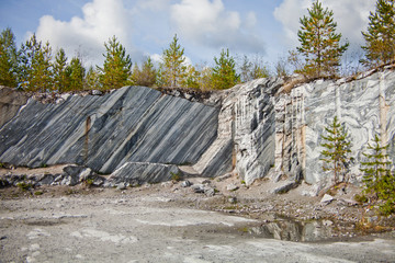 Fototapeta na wymiar Marble italian quarry. Ruskeala reserve, Karelia