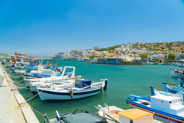 Fototapeta na wymiar Traditional greece fishing boats at the island pf crete