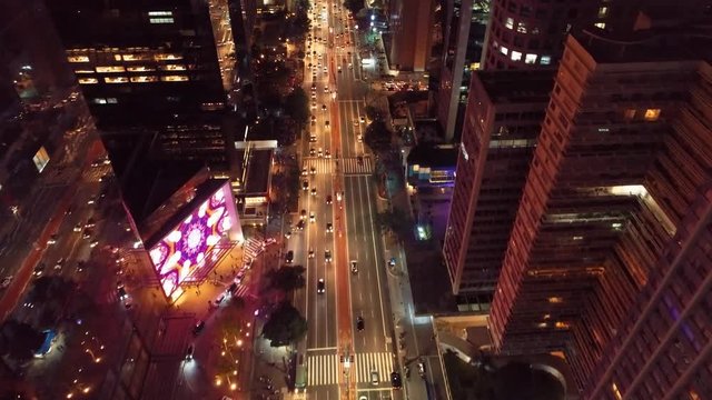 Illuminated nightlife view of Paulista Avenue, Sao Paulo city, Brazil.Illuminated nightlife view of Paulista Avenue, Sao Paulo city, Brazil.Illuminated nightlife view of Paulista Avenue, Sao Paulo.