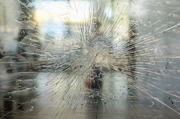 Protests terrorists terrorist attack broken window glass subway showcase rebellion, confrontation,...