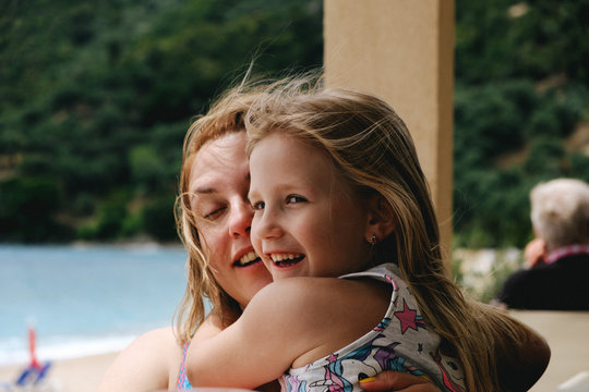 Mother And Daughter Playing And Goofing Around