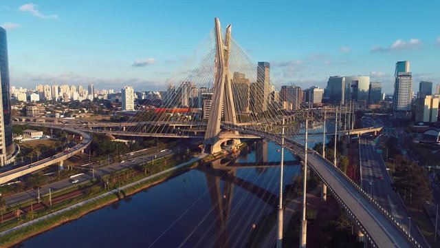 Cable stayed bridge in Sao Paulo city, Brazil.Cityscape view.Cable stayed bridge in Sao Paulo city, Brazil.Cityscape view.Cable stayed bridge in Sao Paulo city, Brazil.Cityscape view.