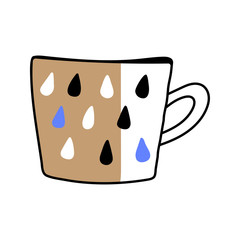 Mug. Illustration on white background. Tableware for drinks. Decorative element for design, print, card and scrapbooking
