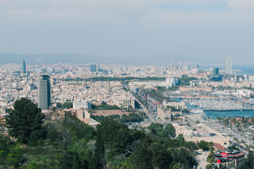 Fototapeta na wymiar Panoramic view of Barcelona from Monjuic mountain