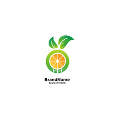 Orange Fruit Logo with leaf