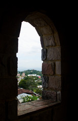 Fototapeta premium old stone window view travel 