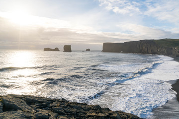 Sunset at Dyrholaey in Iceland