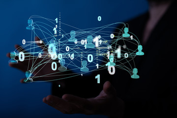 Lines connected with dots as social communication concept