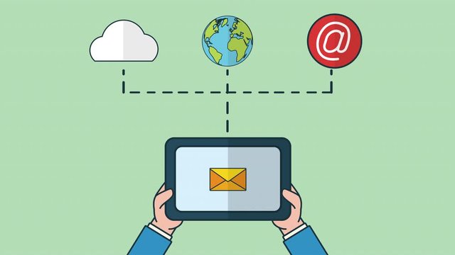 tablet with envelope email social media