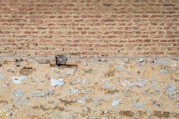 Weathered Half Stone Half Brick Wall Texture