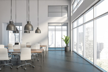 White panoramic office conference room interior