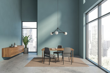 Loft blue dining room interior