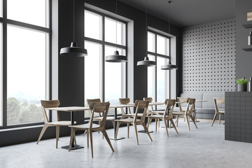 Dark gray restaurant corner with sofa