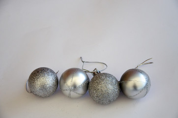 2020 Christmas balls silver on a white background Christmas frame