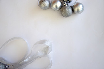 2020 Christmas balls silver on a white background Christmas frame