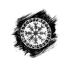 Fototapeta na wymiar Black grunge circle with white Scandinavian viking symbol